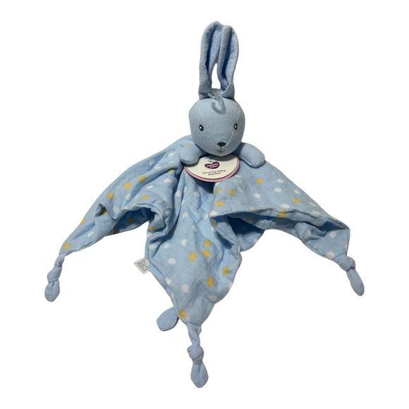 Parent's Choice Blue Bunny Yellow Polka Dot Baby Lovey Security Blanket Walmart - Picture 2 of 8